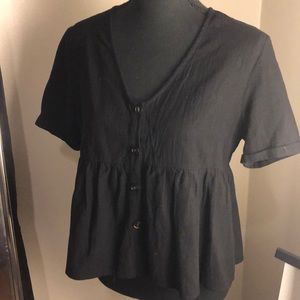 Black Linen Blouse